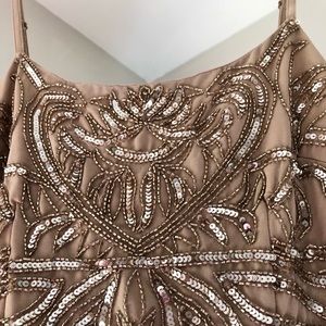 Maya Sequin Maxi Dress in Beige